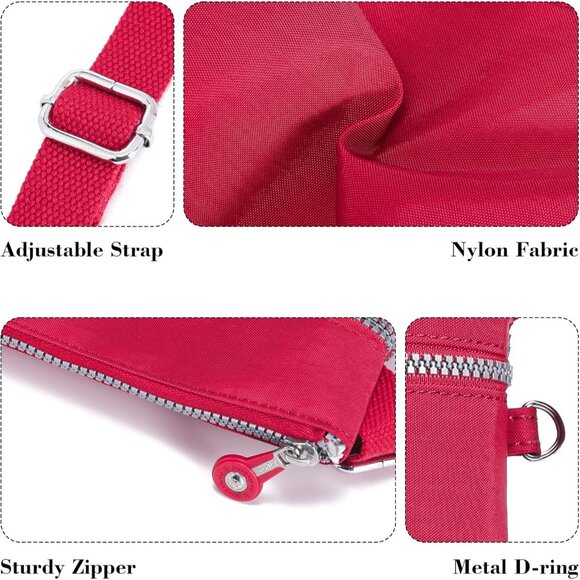 Lightweight Nylon Crossbody Bag for Women Small Travel Purse with Multiple Pocke - Picture 6 of 7